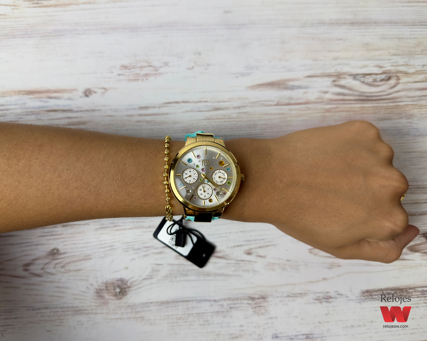 Reloj Yess Mujer Turquesa Dorado Y23012-TUDO