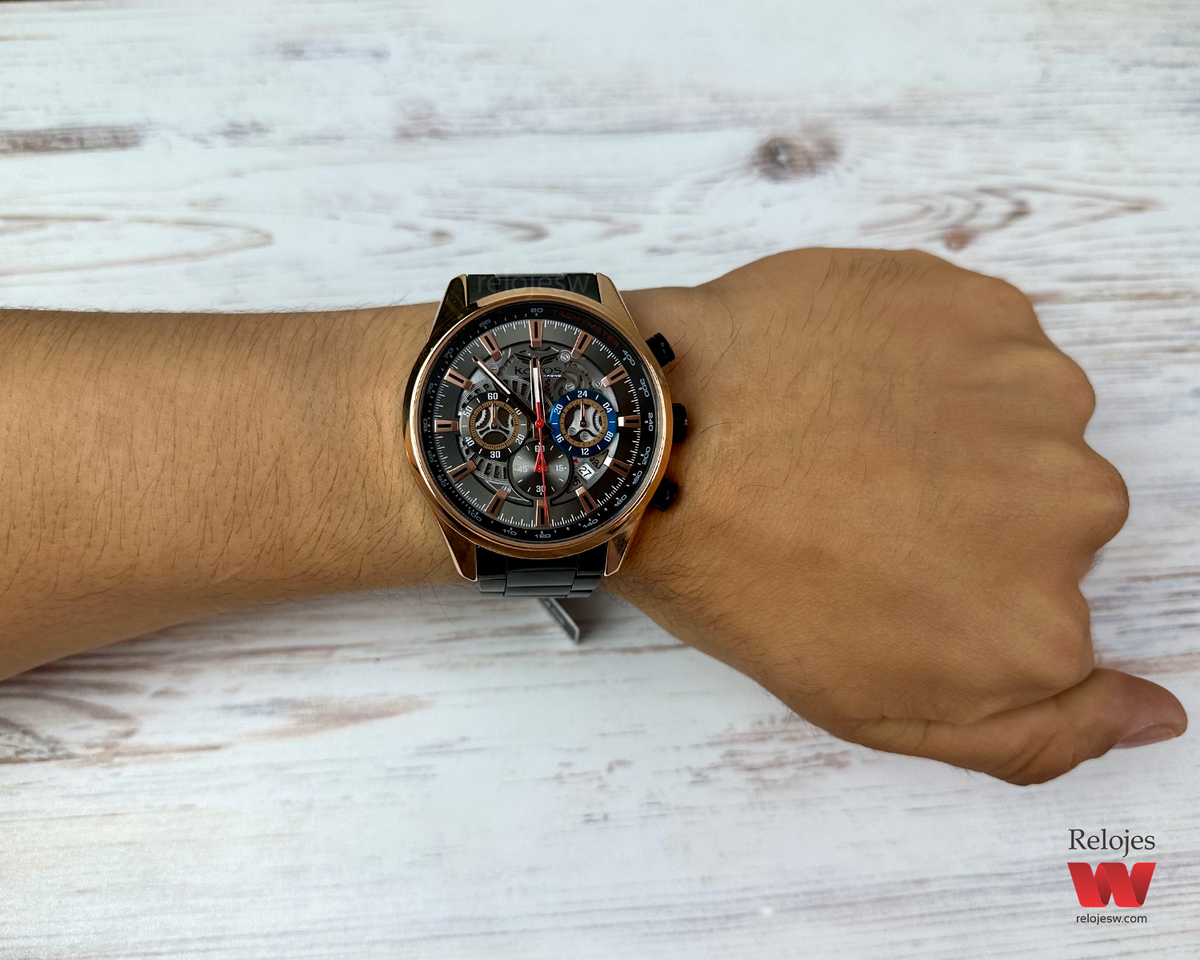 Reloj Kairos Hombre Negro Oro Rosa KR8391-6