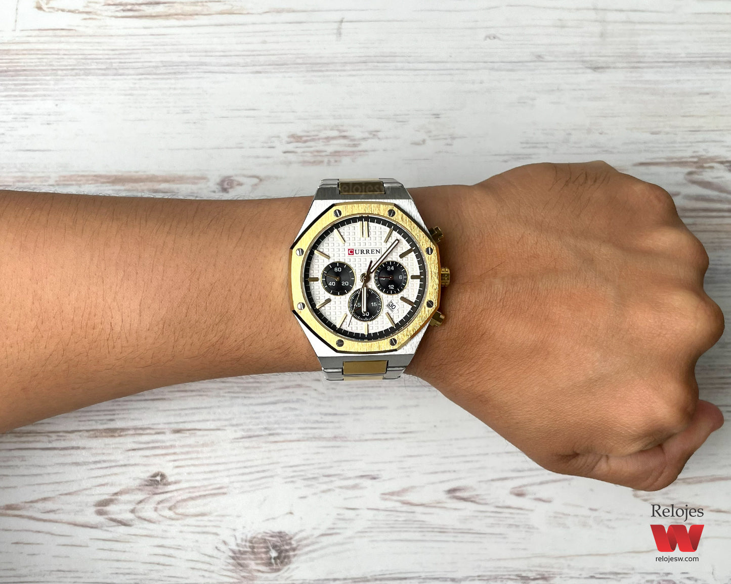 Reloj Curren Hombre Plateado y Dorado CU8440-BIBL