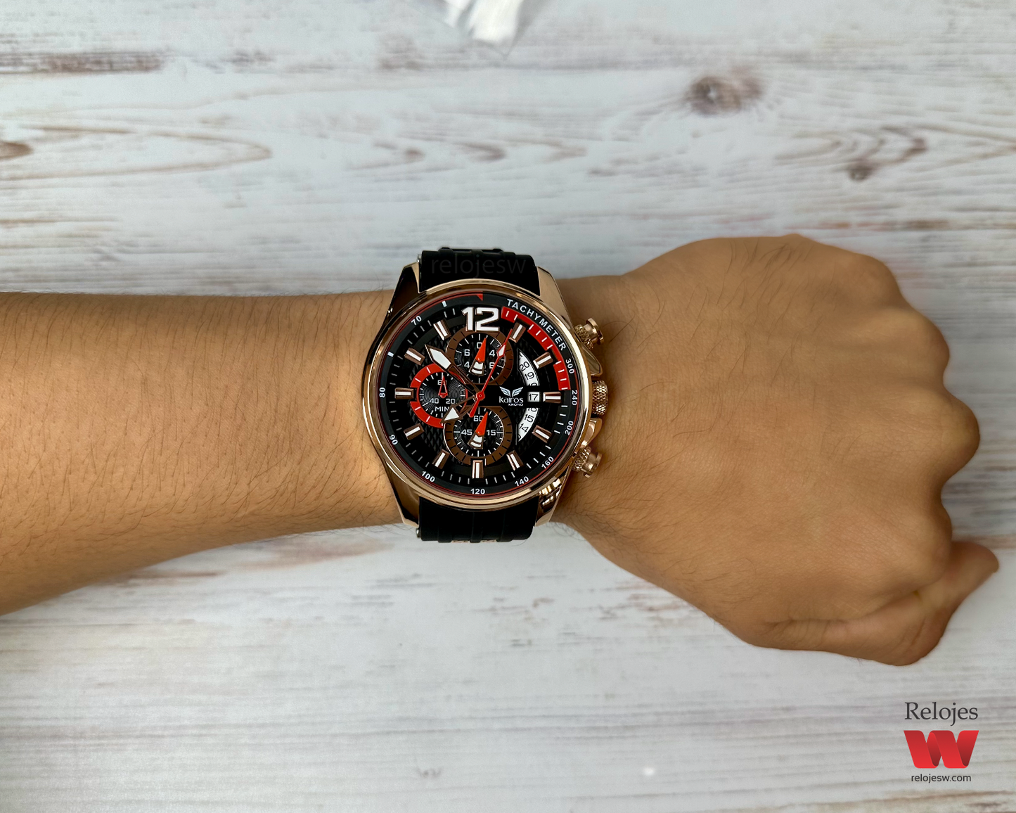 Reloj Kairos Hombre Negro Oro Rosa KR0350G-1