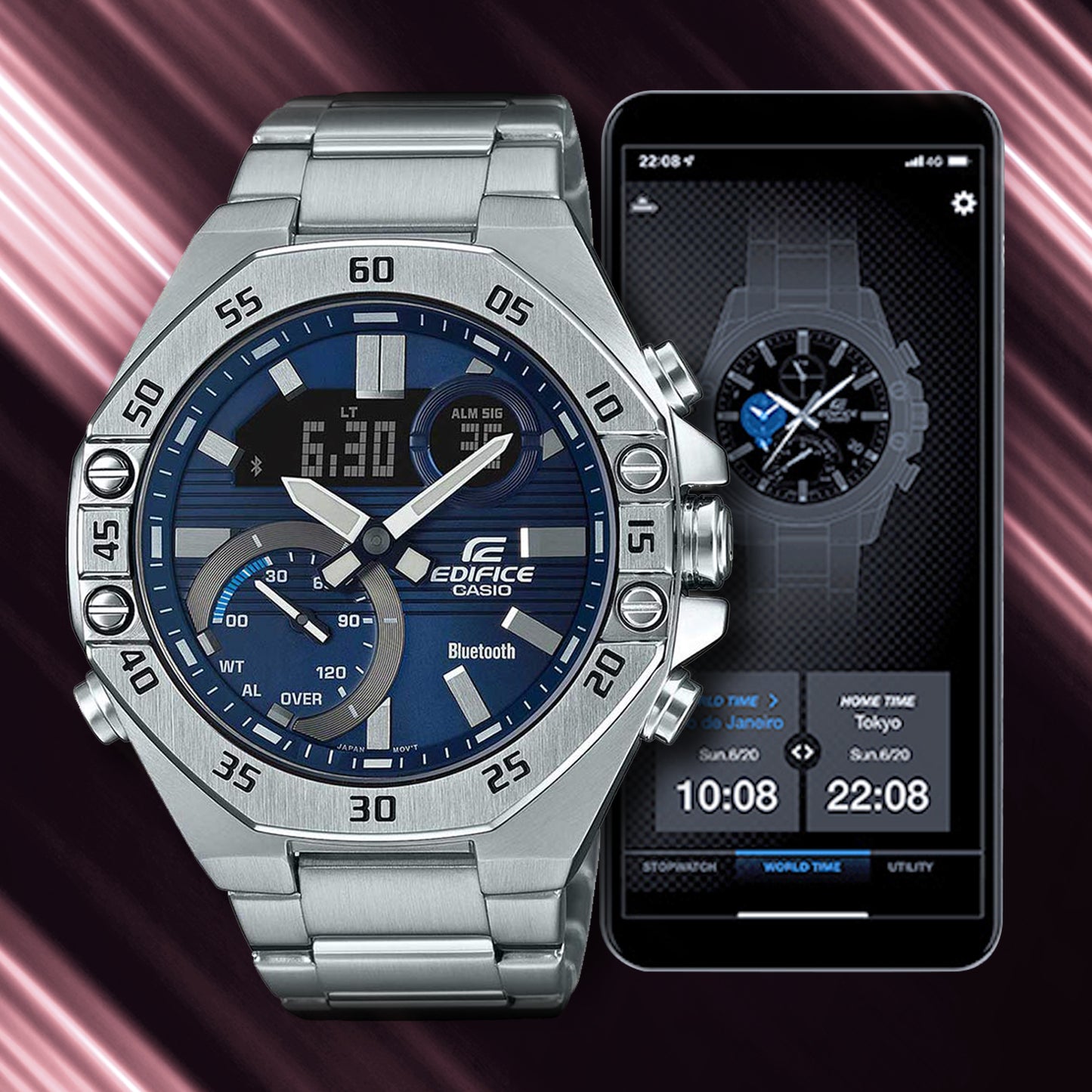 Reloj Casio Edifice Hombre Plateado ECB-10D-2A