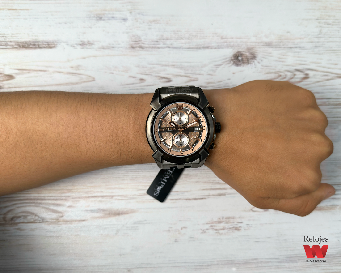 Reloj Tempus Hombre Negro Oro Rosa T23016-01