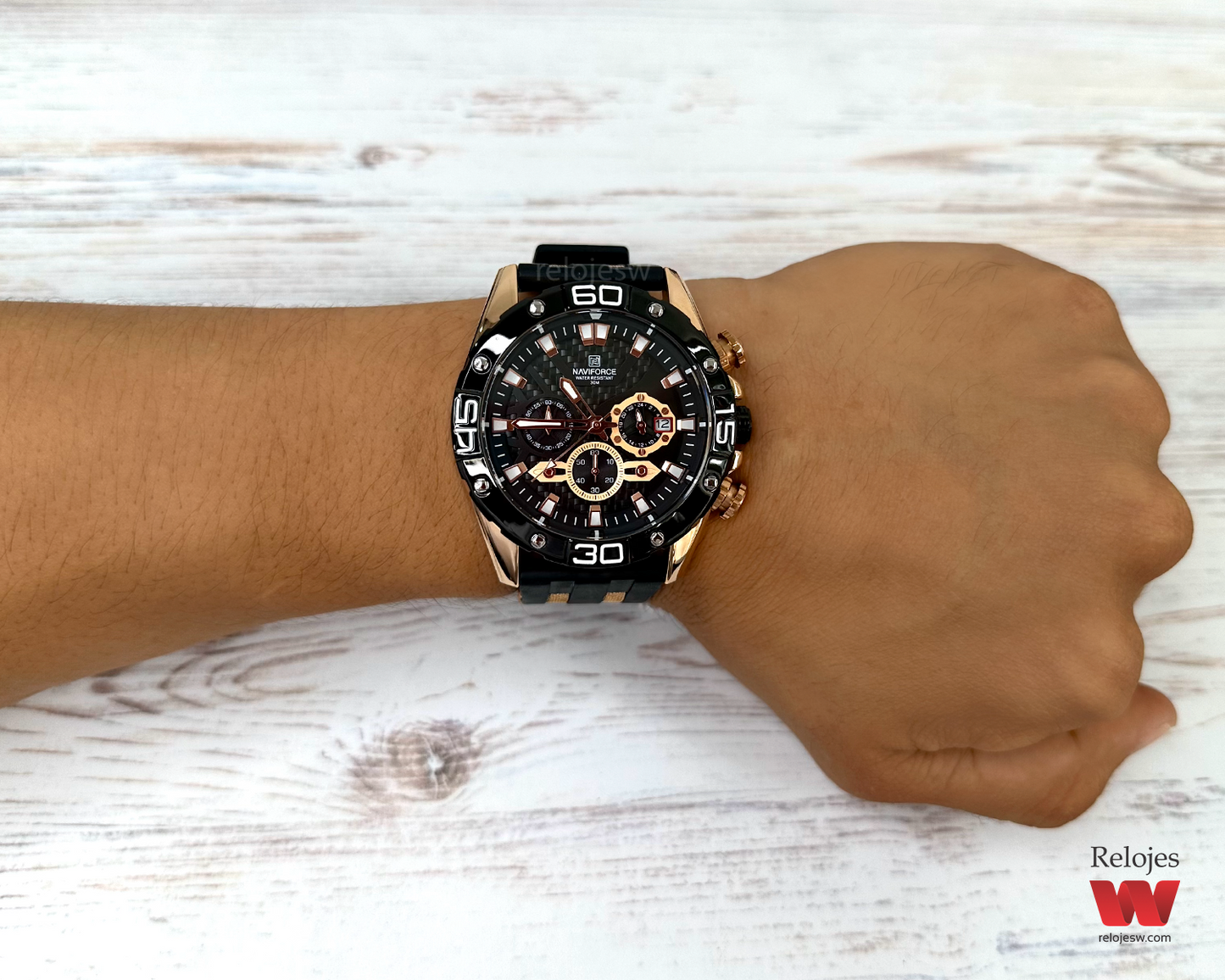 Reloj Naviforce Hombre NF8019T Negro Oro Rosa