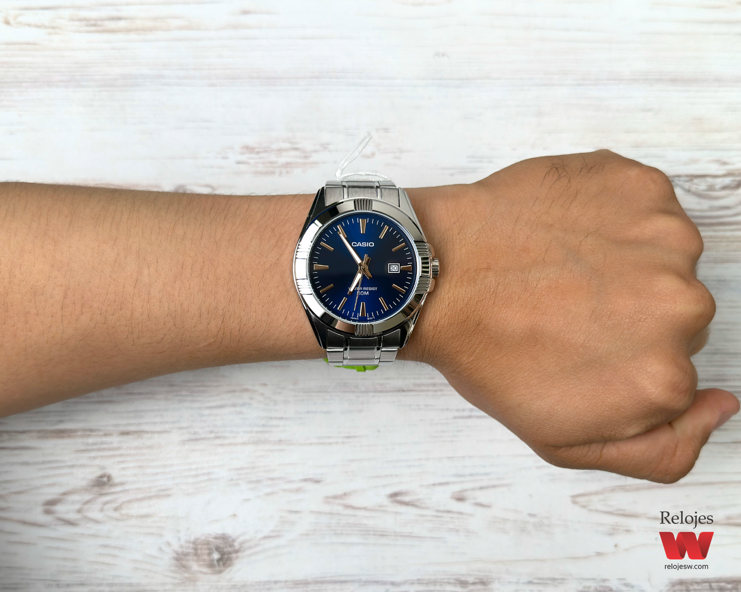 Reloj Casio Hombre Plateado Azul MTP-1308D-2AV