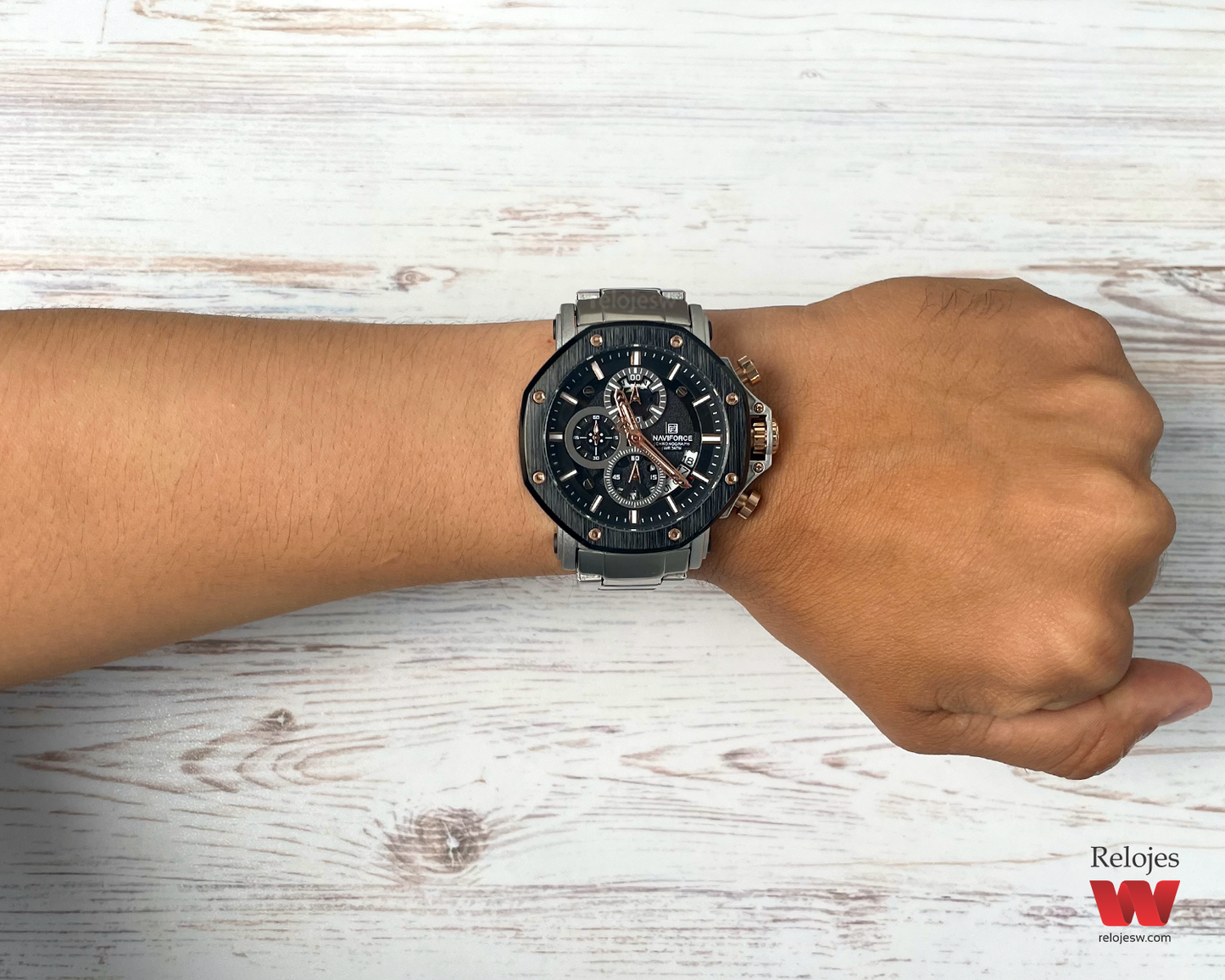 Reloj Naviforce Hombre Plateado NF8065-PLOR