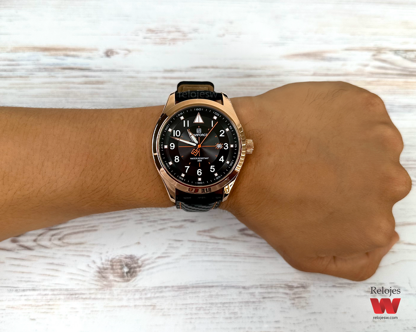 Reloj Naviforce Hombre Negro Oro Rosa NF8022-NEOR