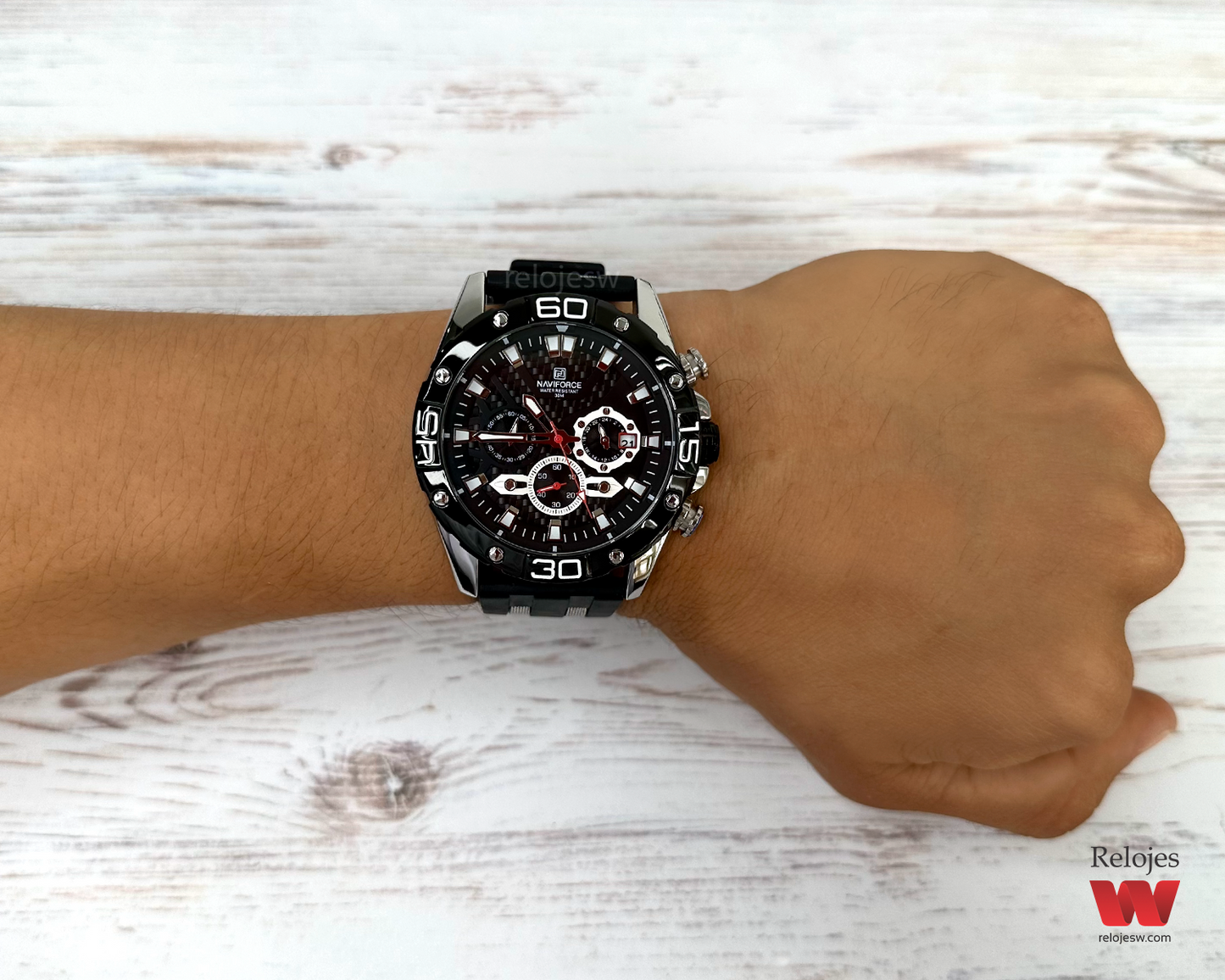 Reloj Naviforce Hombre Negro Plateado NF8019T-NEPL