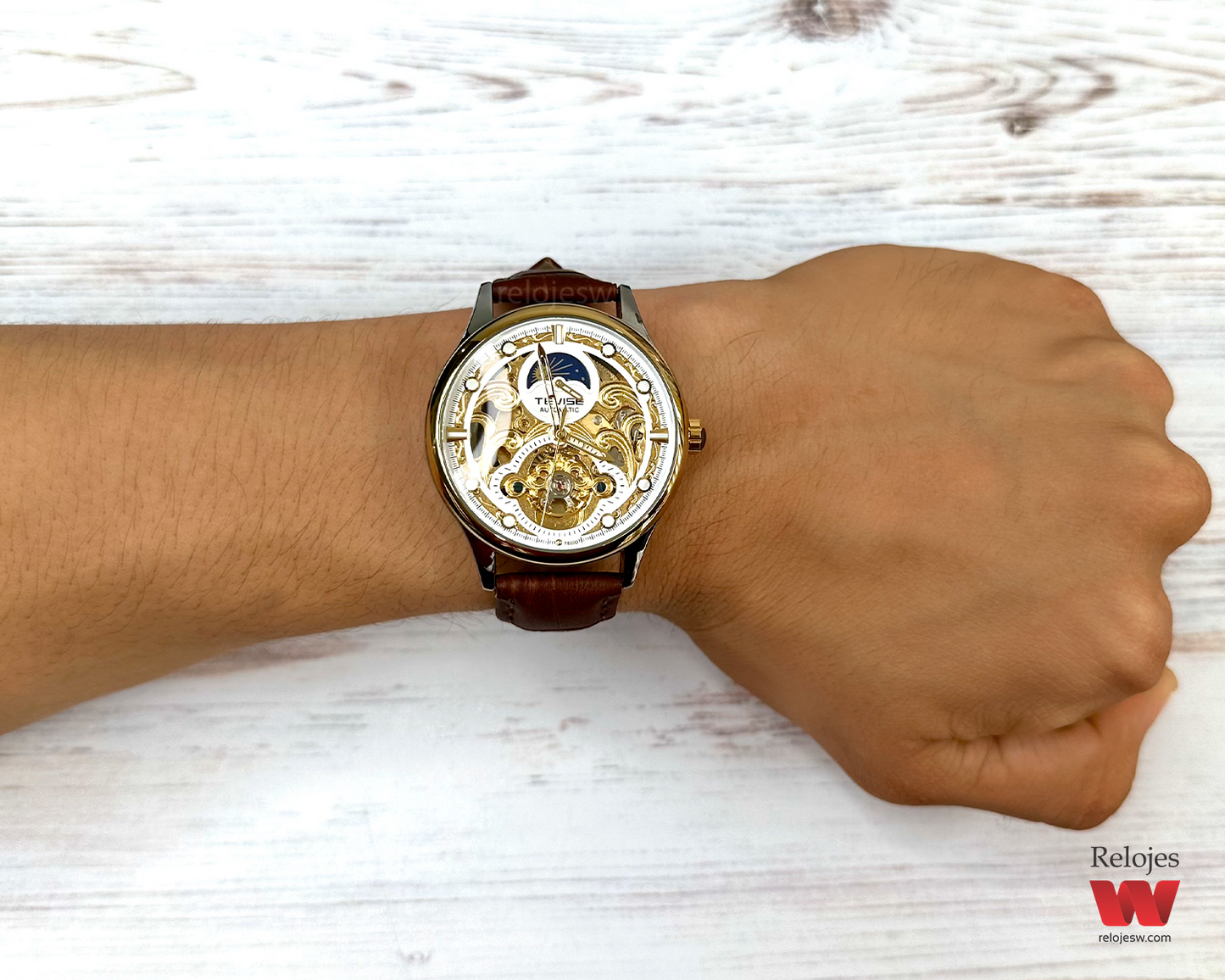 Reloj Tevise Hombre T820D Marrón Plateado