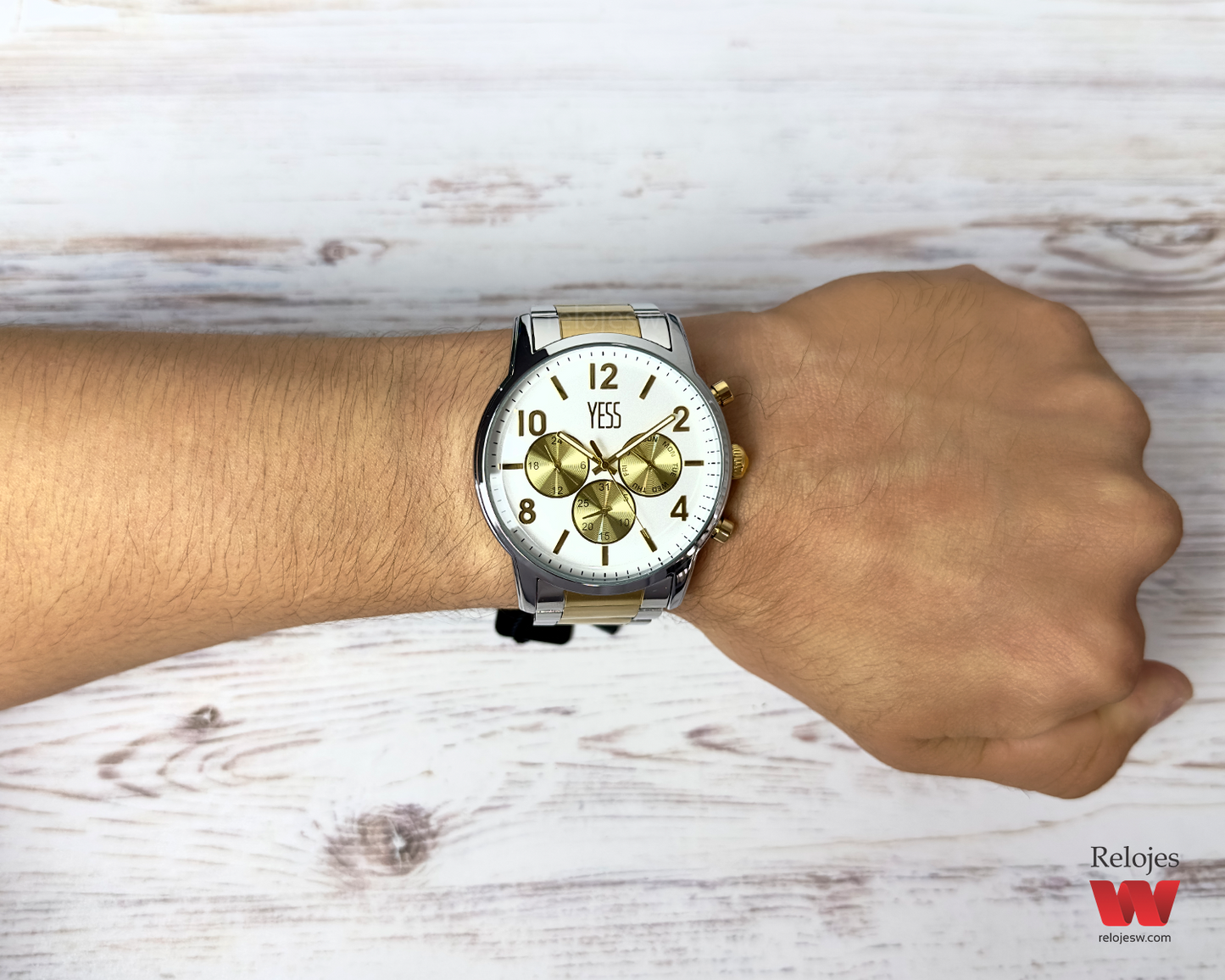 Reloj Yess Hombre Plateado Dorado Y23025-PLDO