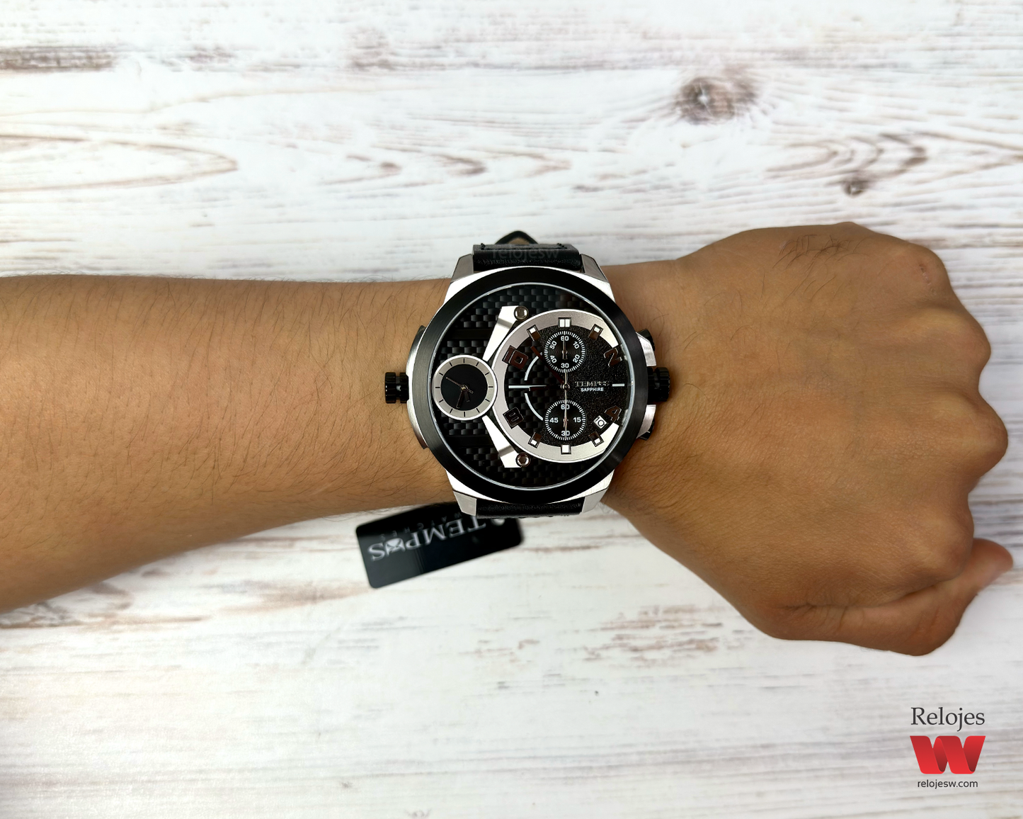 Reloj Tempus Hombre Negro Plateado T23011-NEPL