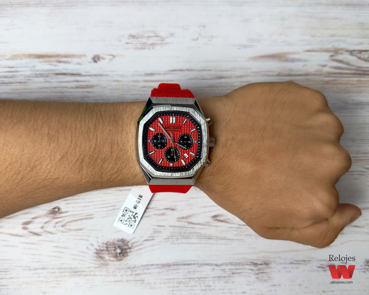 Reloj Megir Hombre Rojo Plateado M2215S-ROPL