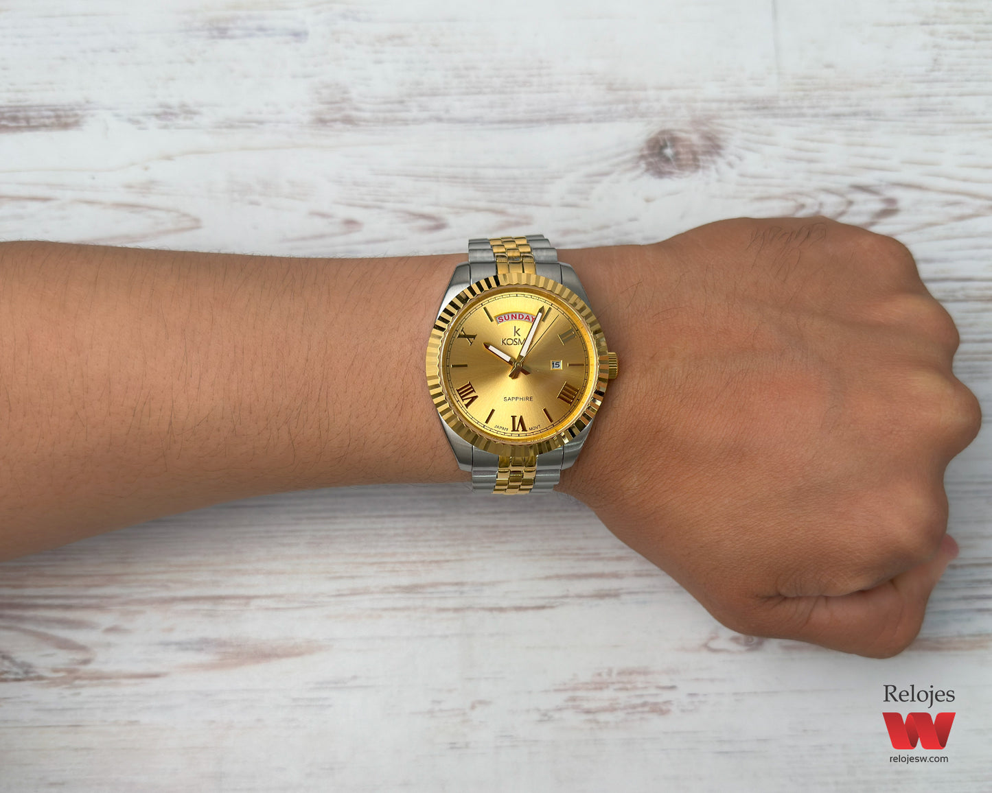 Reloj Kosmo Hombre Plateado y Dorado K-583S-BIDO