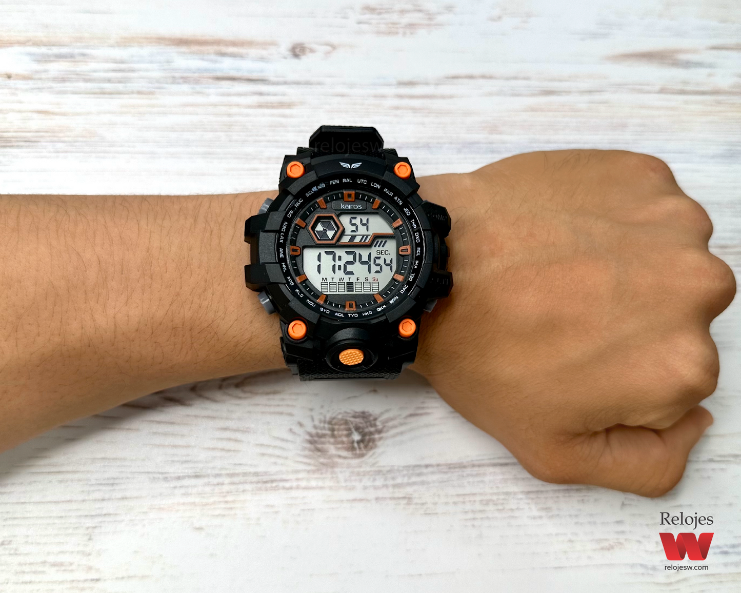 Reloj Kairos Hombre Negro Naranja DM1623-NENA