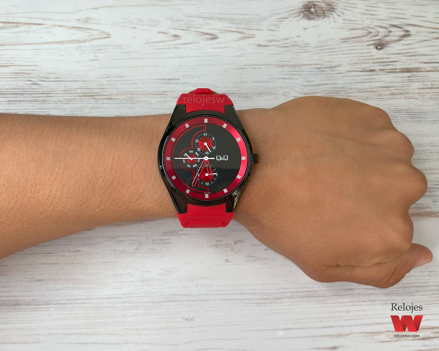 Reloj Q&Q Hombre Rojo Negro A17A501Y