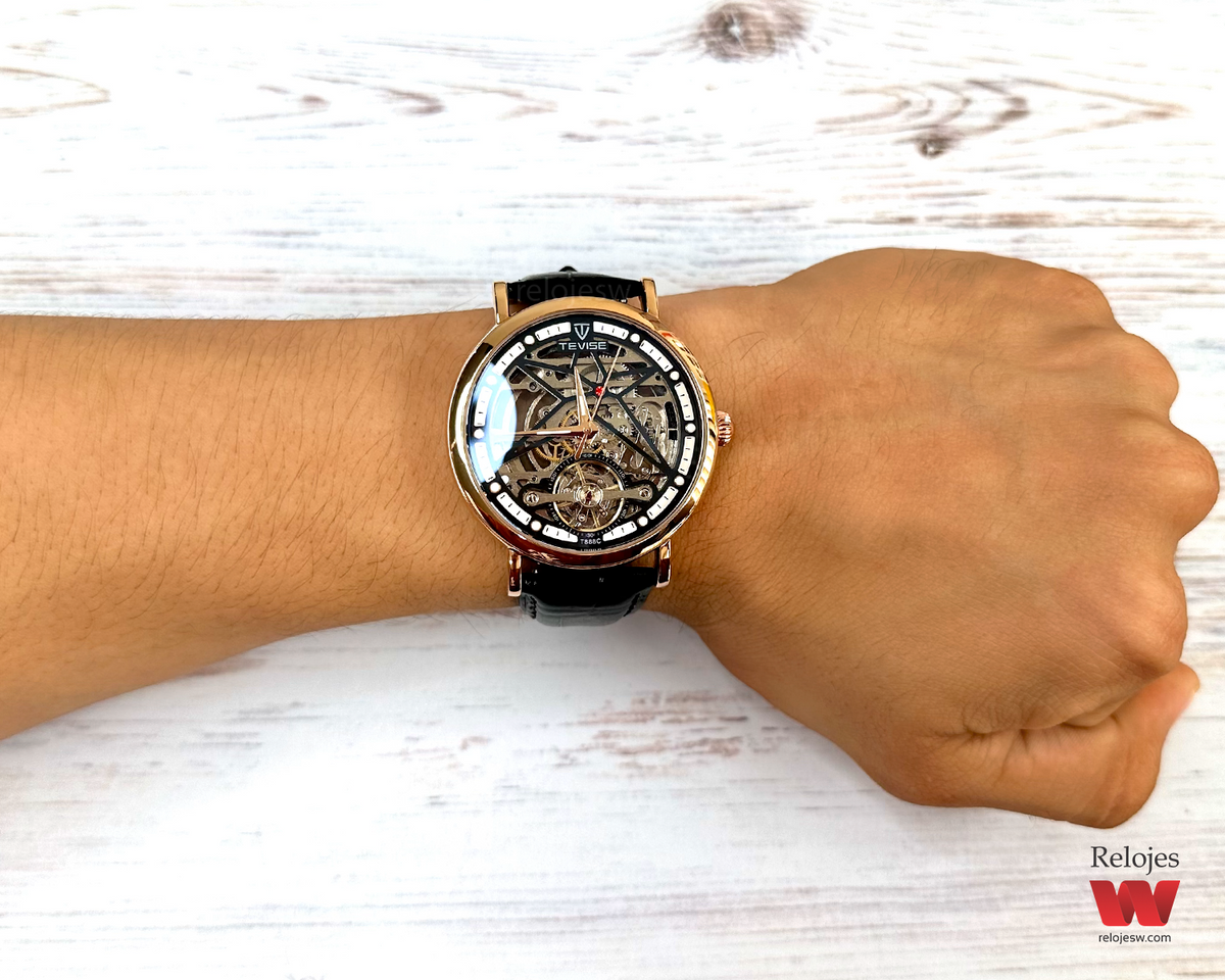 Reloj Tevise Hombre T888C Negro Oro Rosa