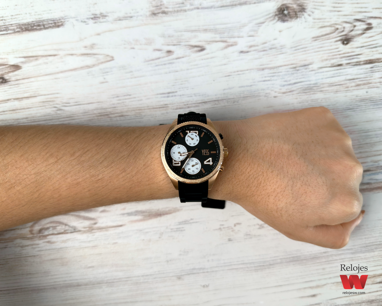 Reloj Yess Mujer Negro Oro Rosa SMT-240612-4