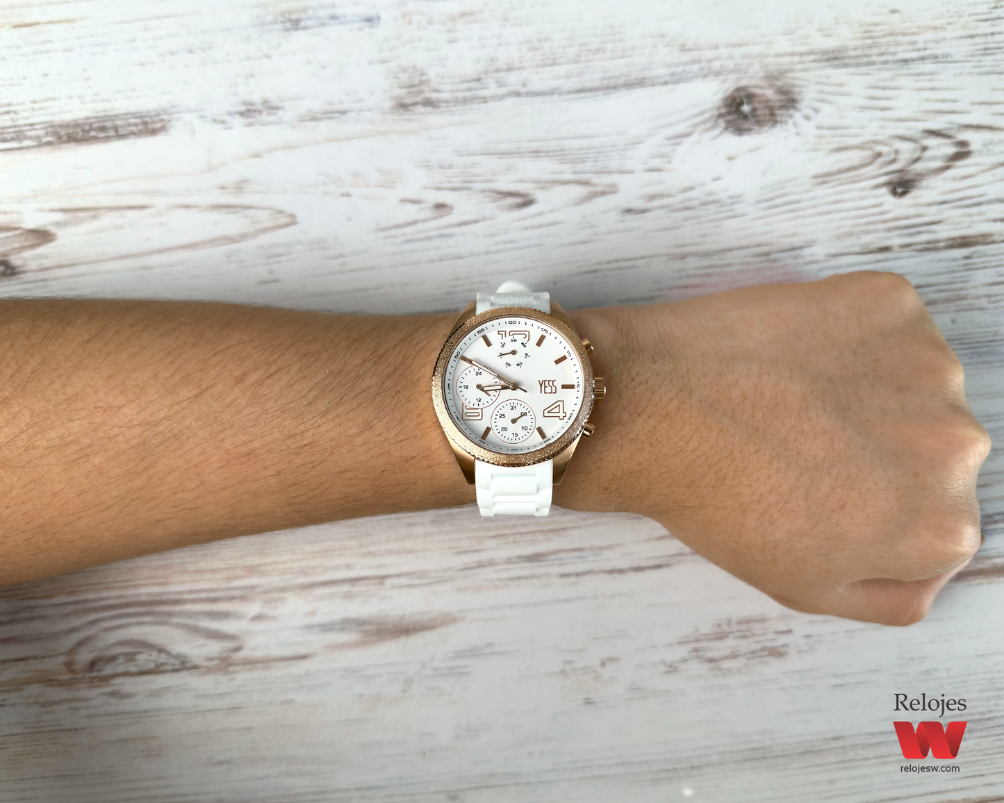 Reloj Yess Mujer Blanco Oro Rosa SMT-240612-3