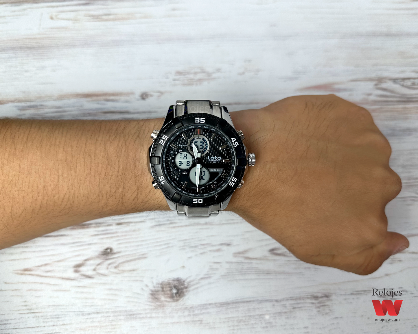 Reloj Loto Hombre Plateado Negro LT-2422-PLNE