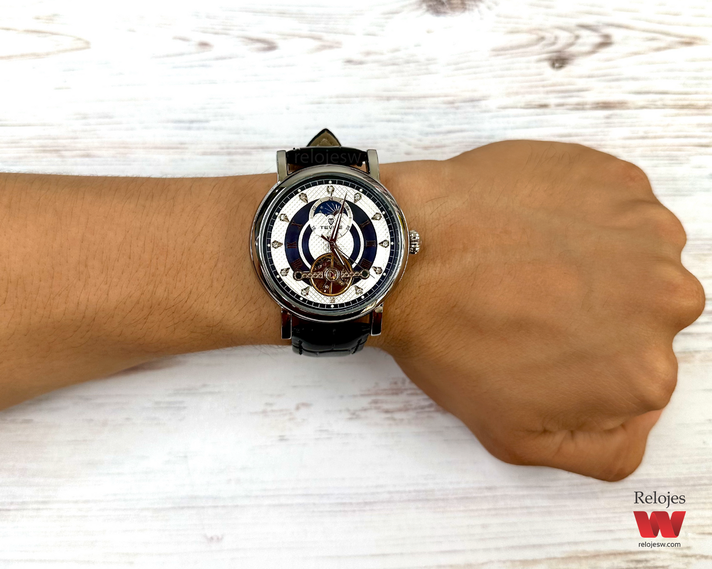 Reloj Tevise Hombre Negro Plateado T867J-NEPLAZ