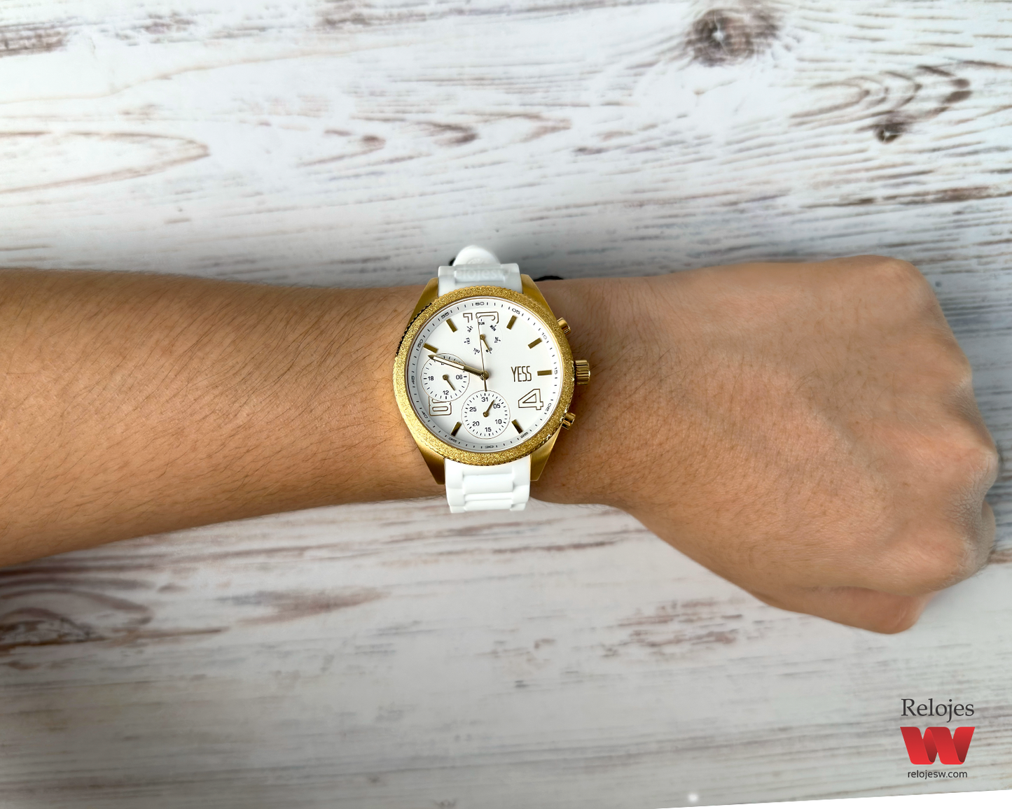 Reloj Yess Mujer Blanco Dorado SMT-240612-1