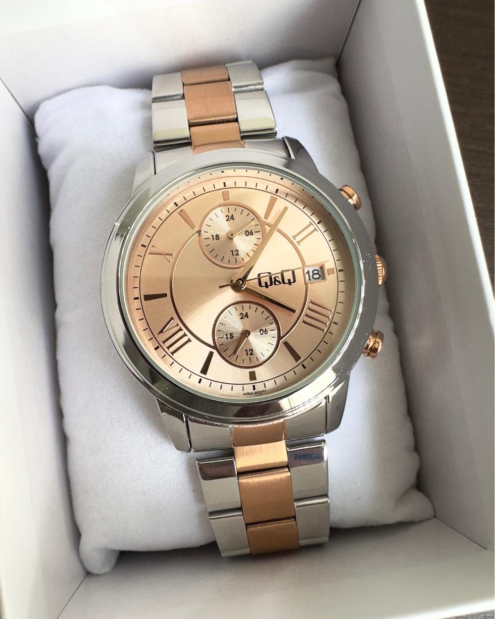 Reloj Q&Q Mujer Plateado Oro Rosa A25A502Y