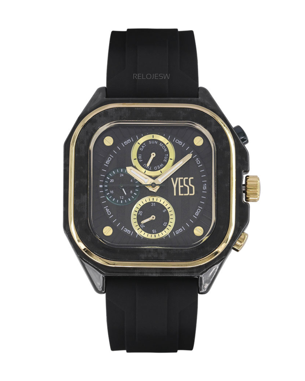 Reloj Yess Hombre Negro Dorado Y23063 3