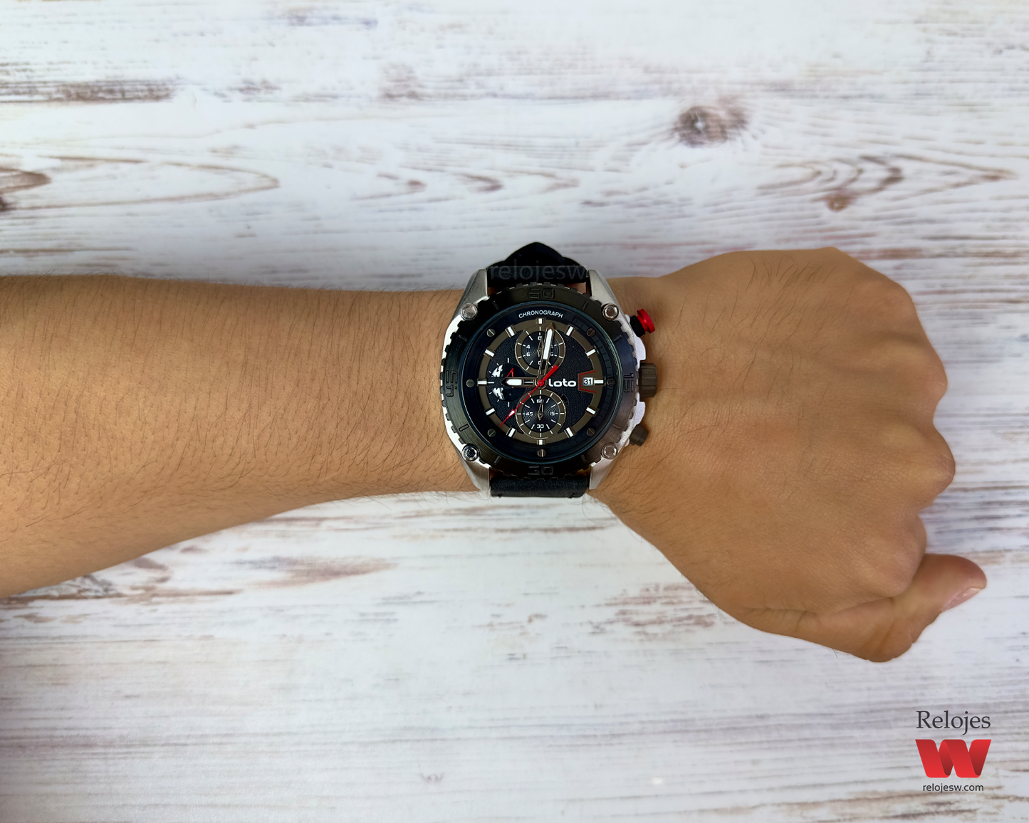Reloj Loto Hombre Negro Plateado LT-2412-NEPL