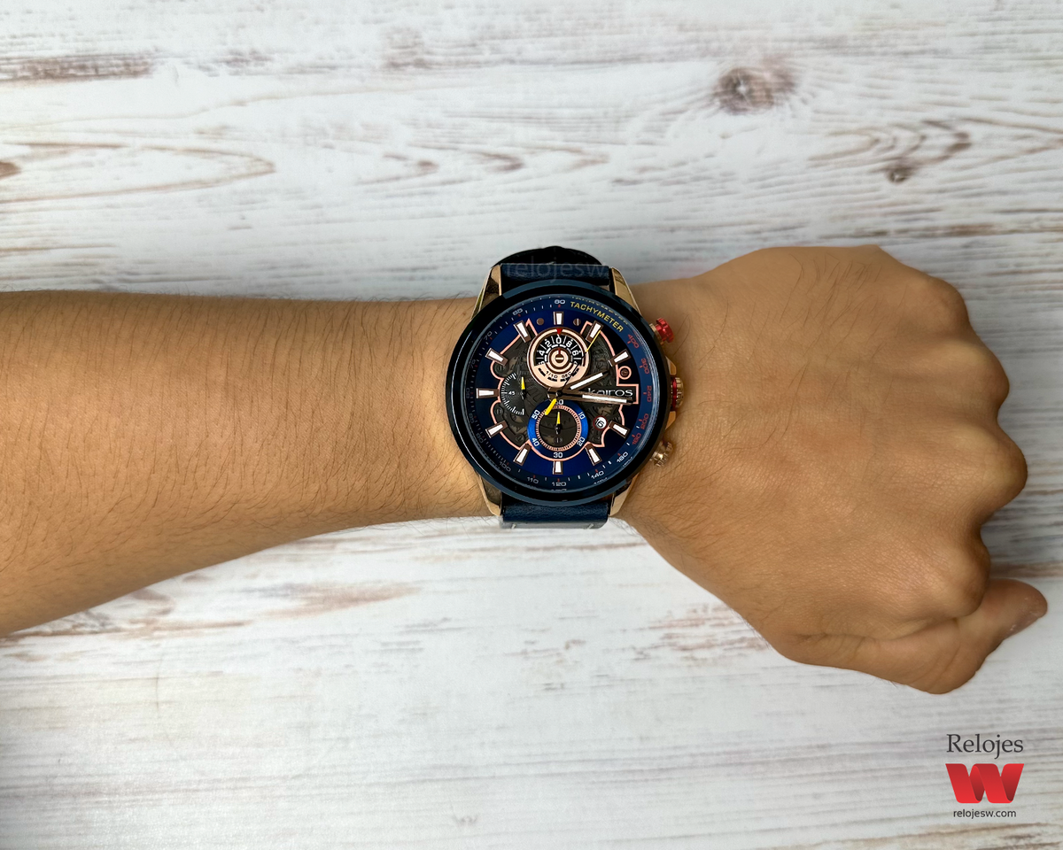 Reloj Kairos Hombre Azul Oro Rosa KR8380-3