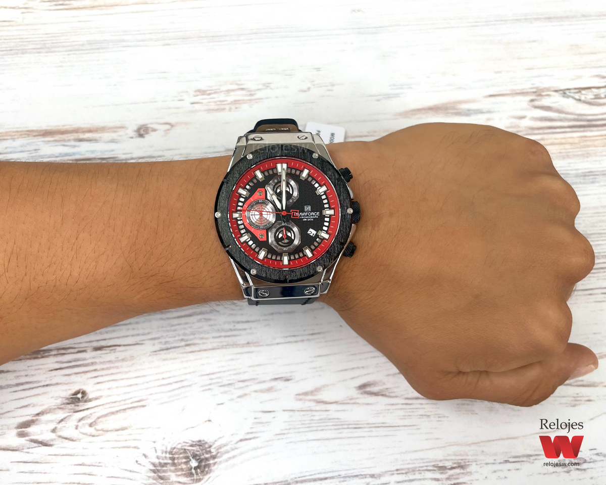 Reloj Naviforce Hombre Negro Plateado NF8027L-NEPLRO