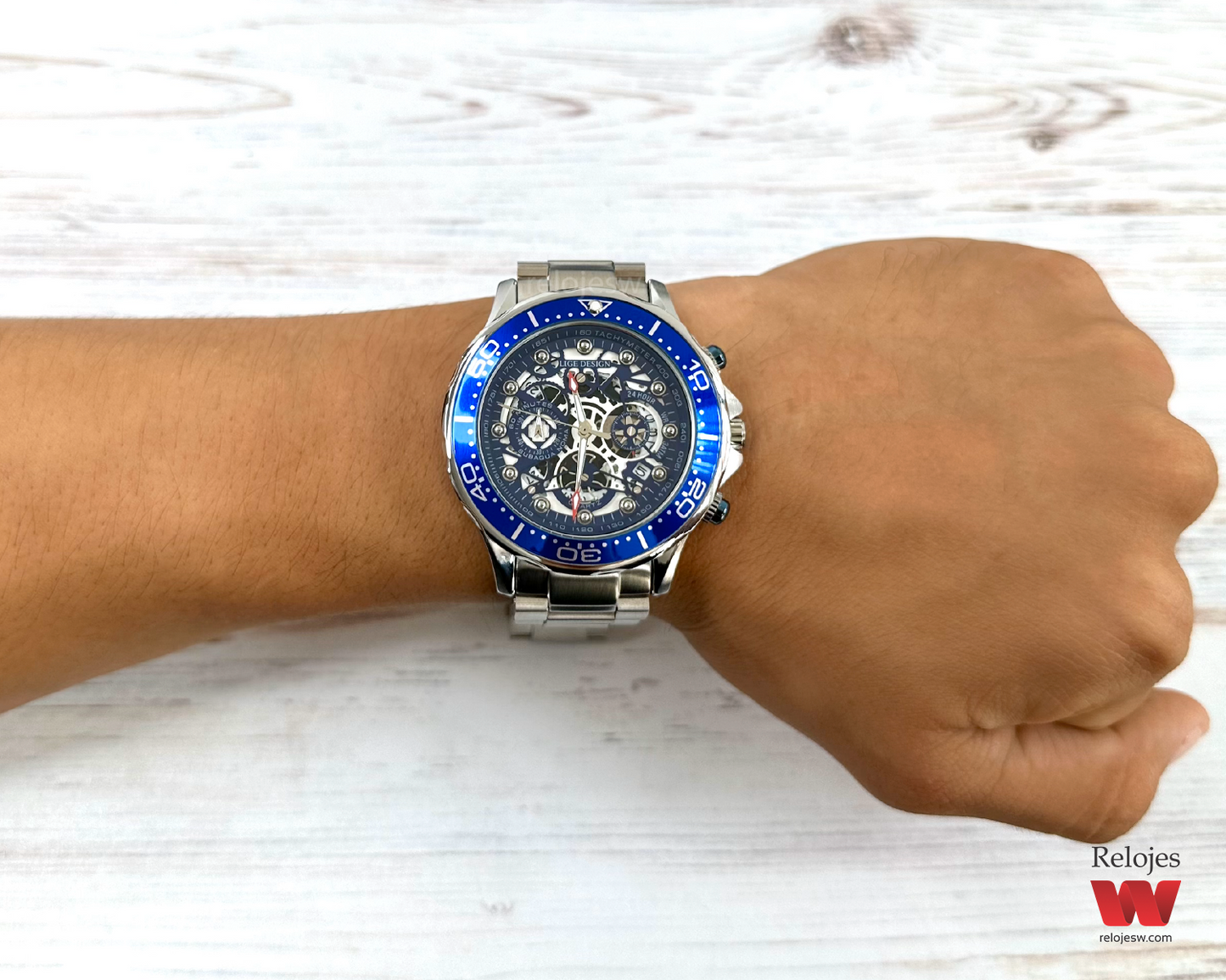 Reloj Lige Hombre LG8948B Plateado Azul