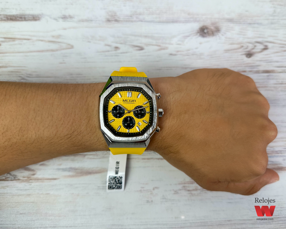 Reloj Megir Hombre Amarillo Plateado M2215S-AMPL