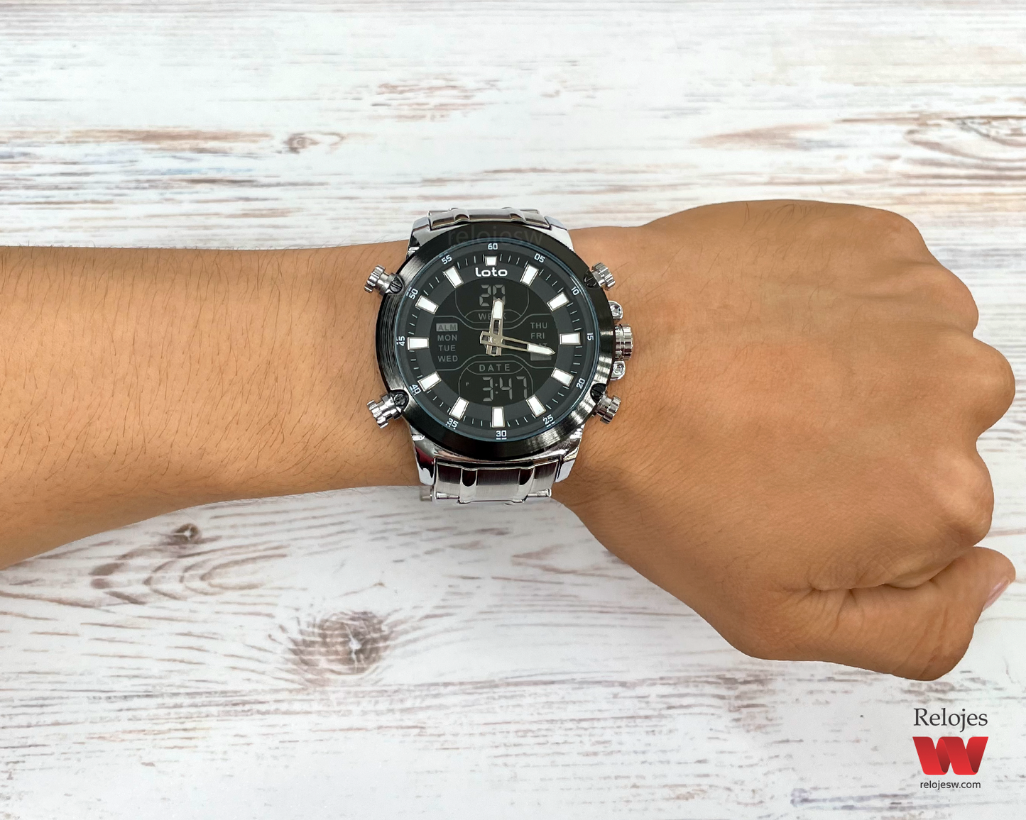 Reloj Loto Hombre LT-2406 Plateado Negro