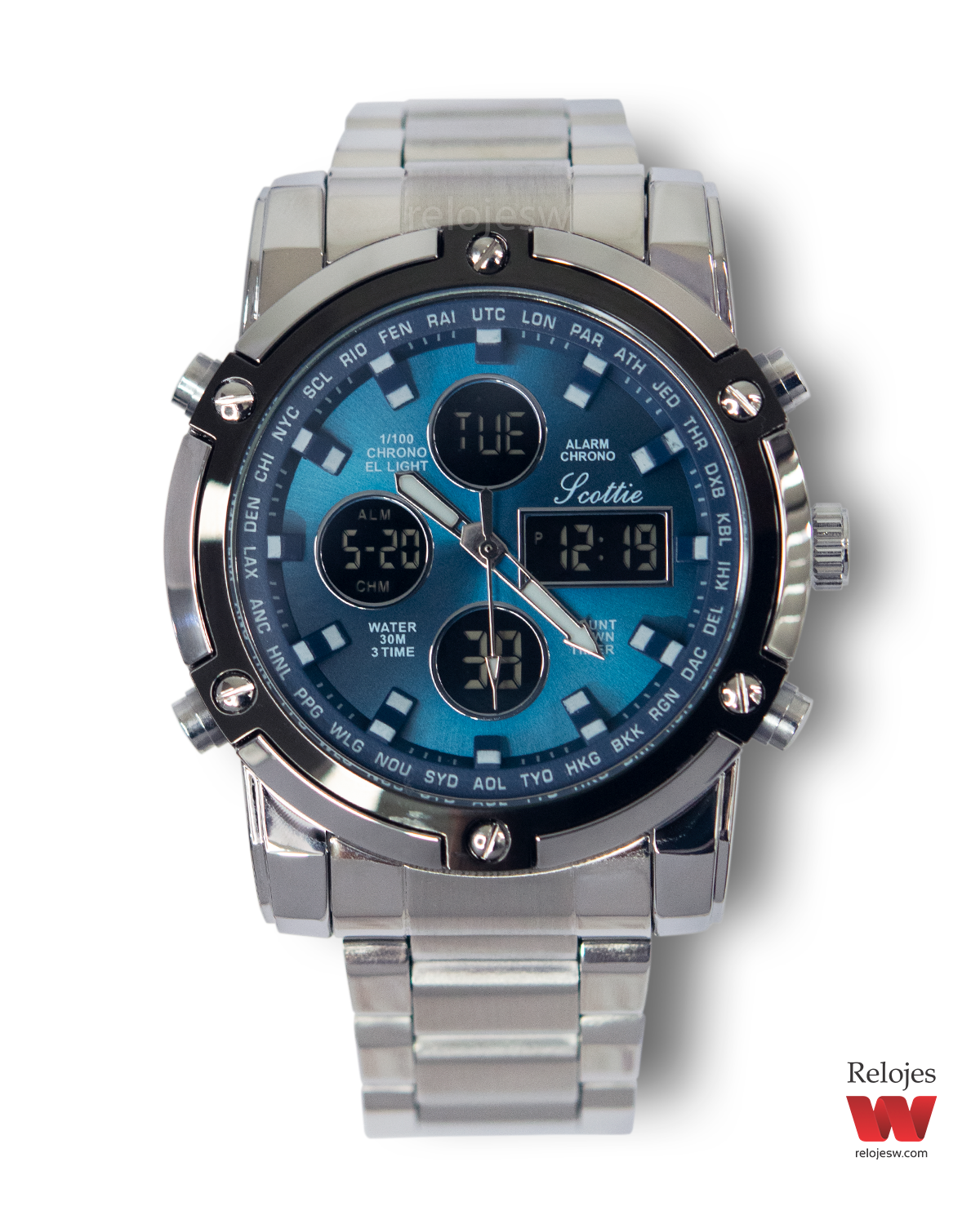 Reloj Scottie Hombre 1389 Plateado Azul