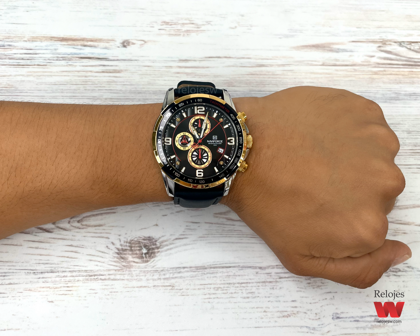 Reloj Naviforce Hombre Negro Plateado NF8020L-NEPLDO