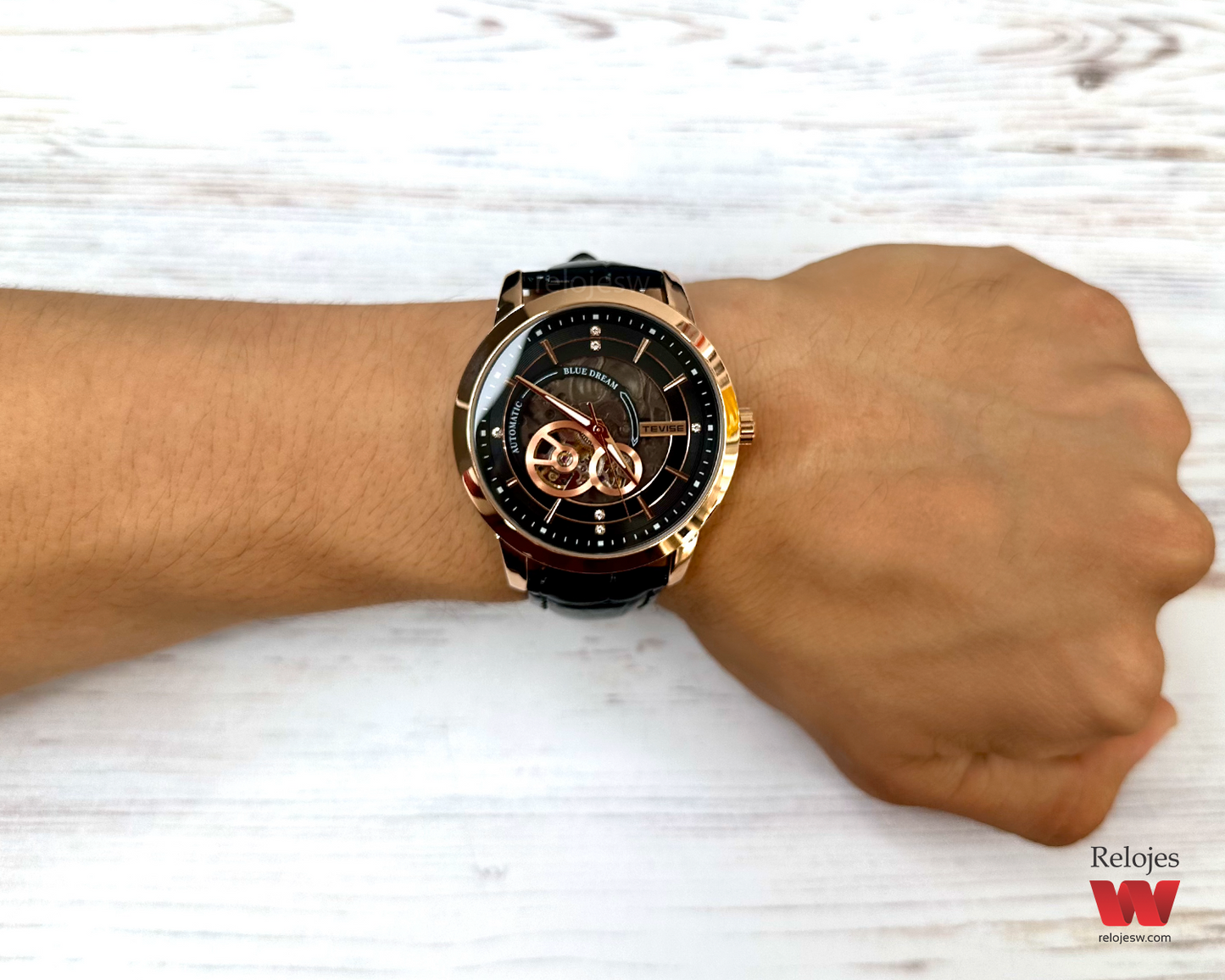 Reloj Tevise Hombre T876C Negro Oro Rosa