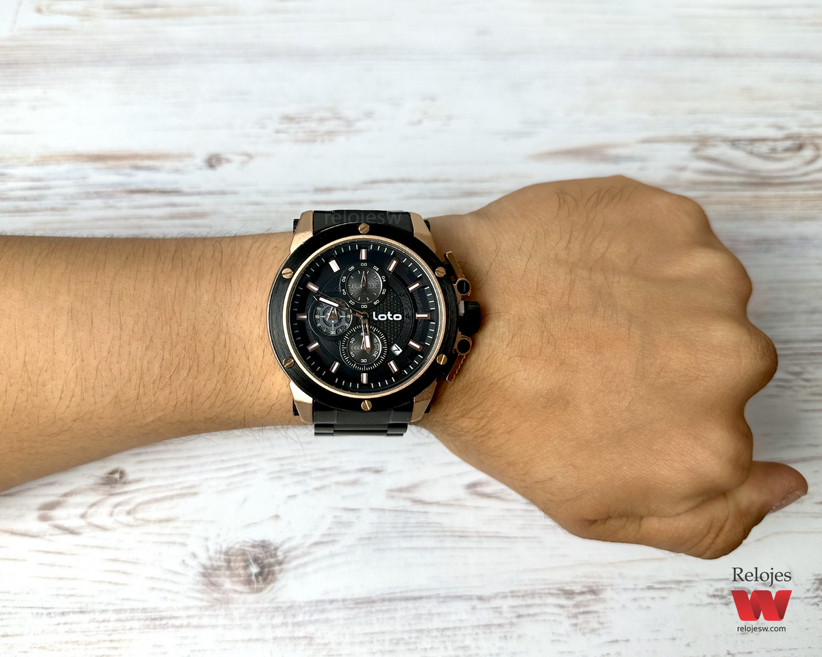Reloj Loto Hombre Negro Oro Rosa LT-2415-NEOR