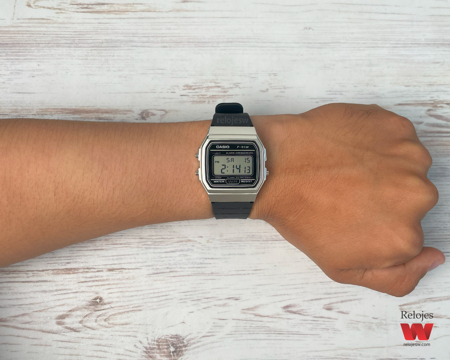 Reloj Casio Retro Hombre Negro Plateado F-91WM-7A
