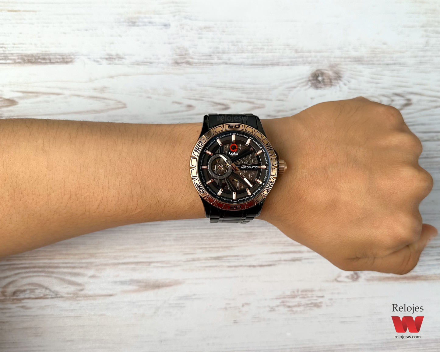 Reloj Loto Hombre Negro Oro Rosa LT-2501M-NEOR