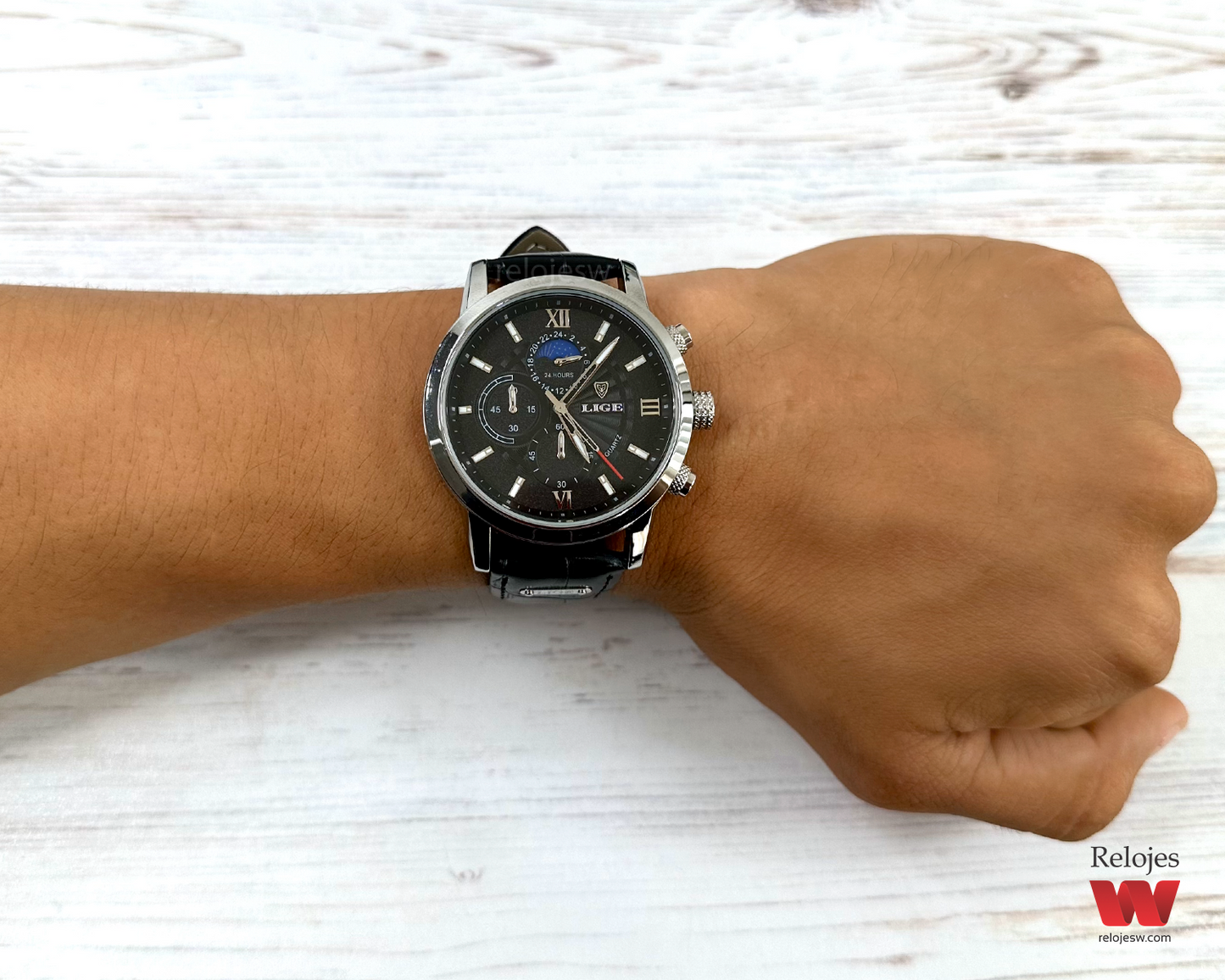 Reloj Lige Hombre LG8932 Negro Plateado