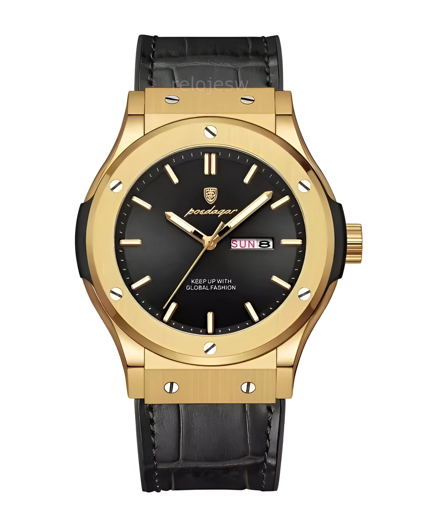 Reloj Poedagar Hombre Negro Dorado PG-952-NEDO