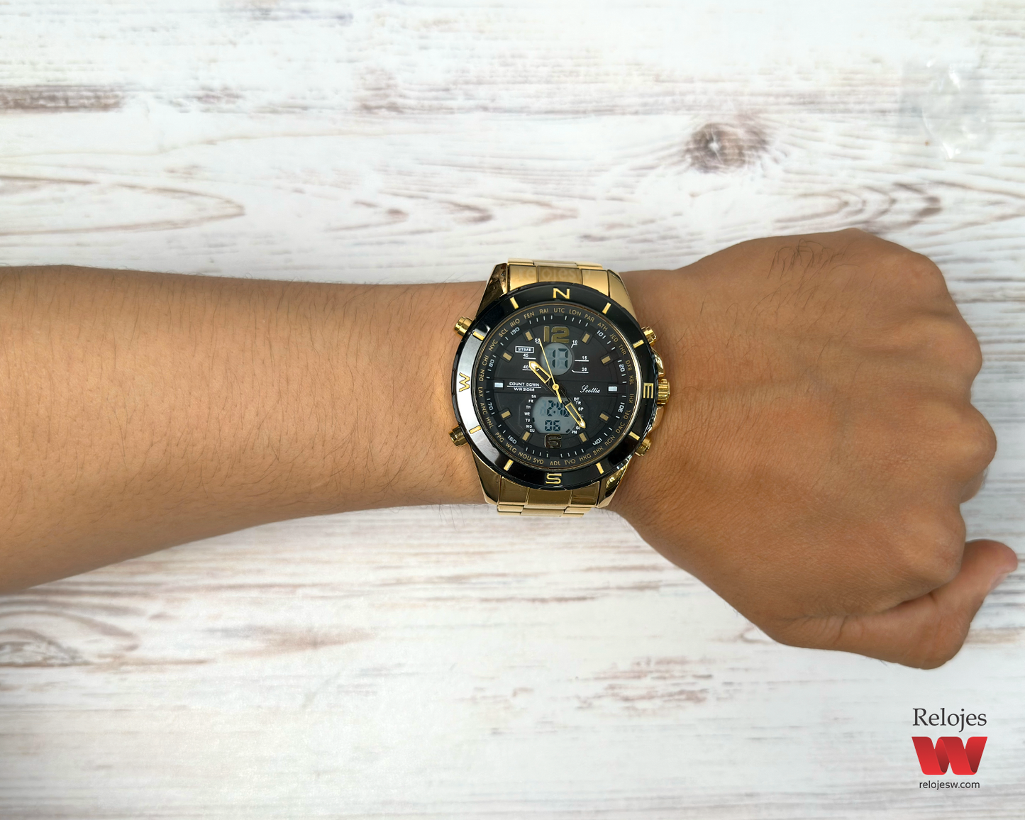 Reloj Scottie Hombre Dorado Negro 1670-DONE