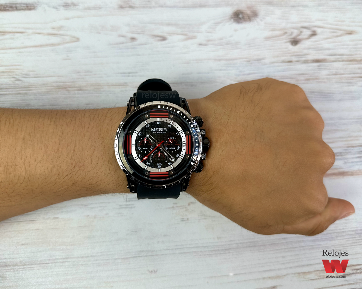Reloj Megir Hombre Negro Plateado M2143S-NENE
