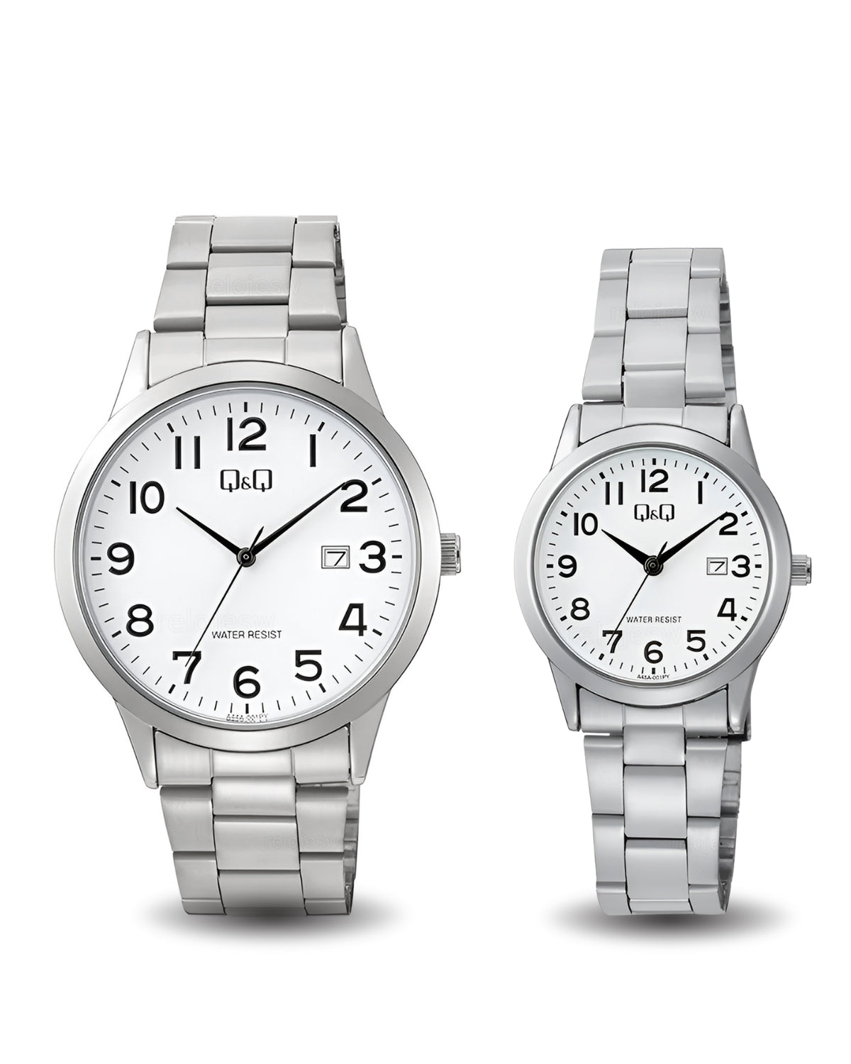 Relojes Q&Q Pareja Plateado Dorado A44A001Y-A45A001Y