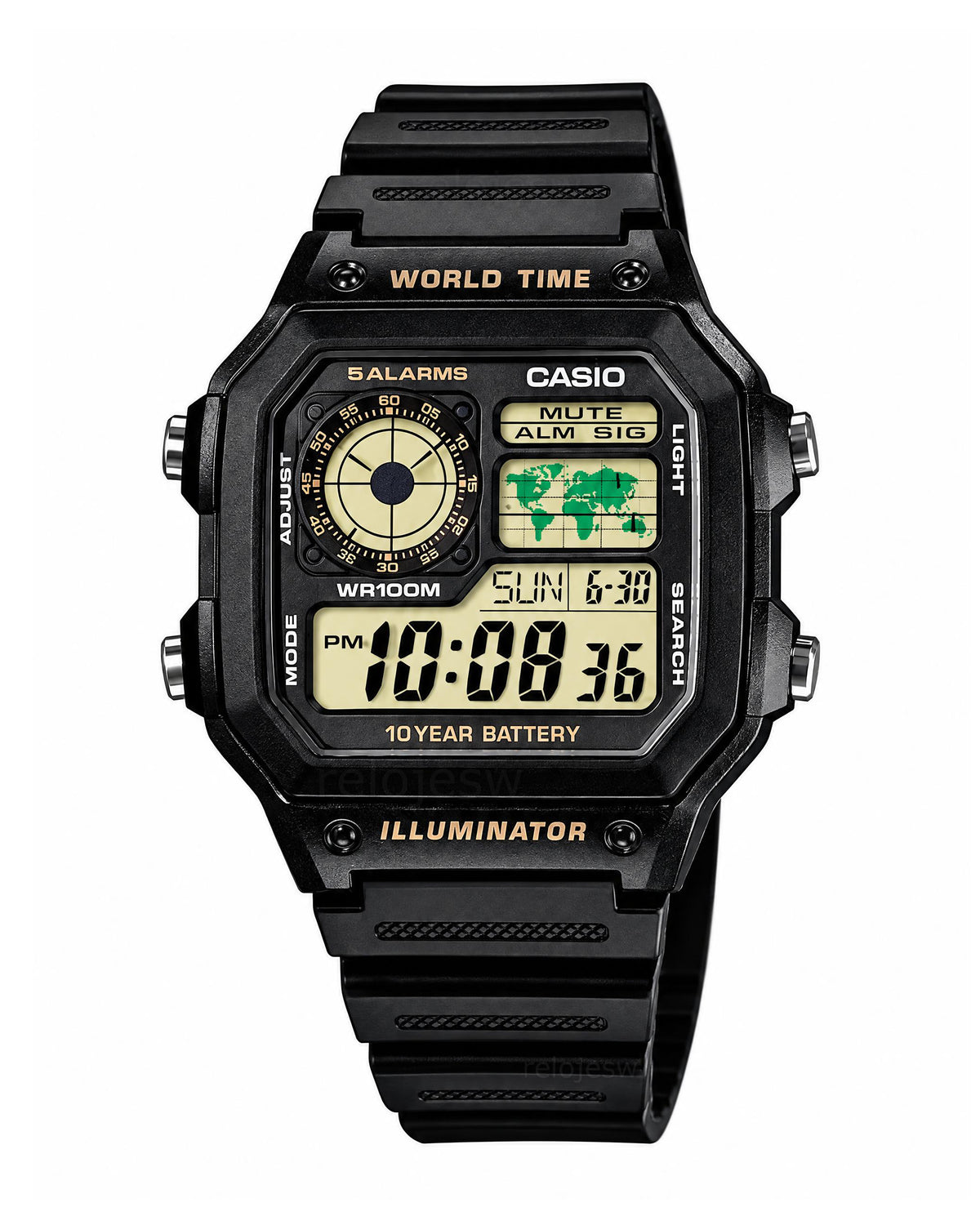 Reloj Casio Hombre Original Negro AE-1200WH-1BV