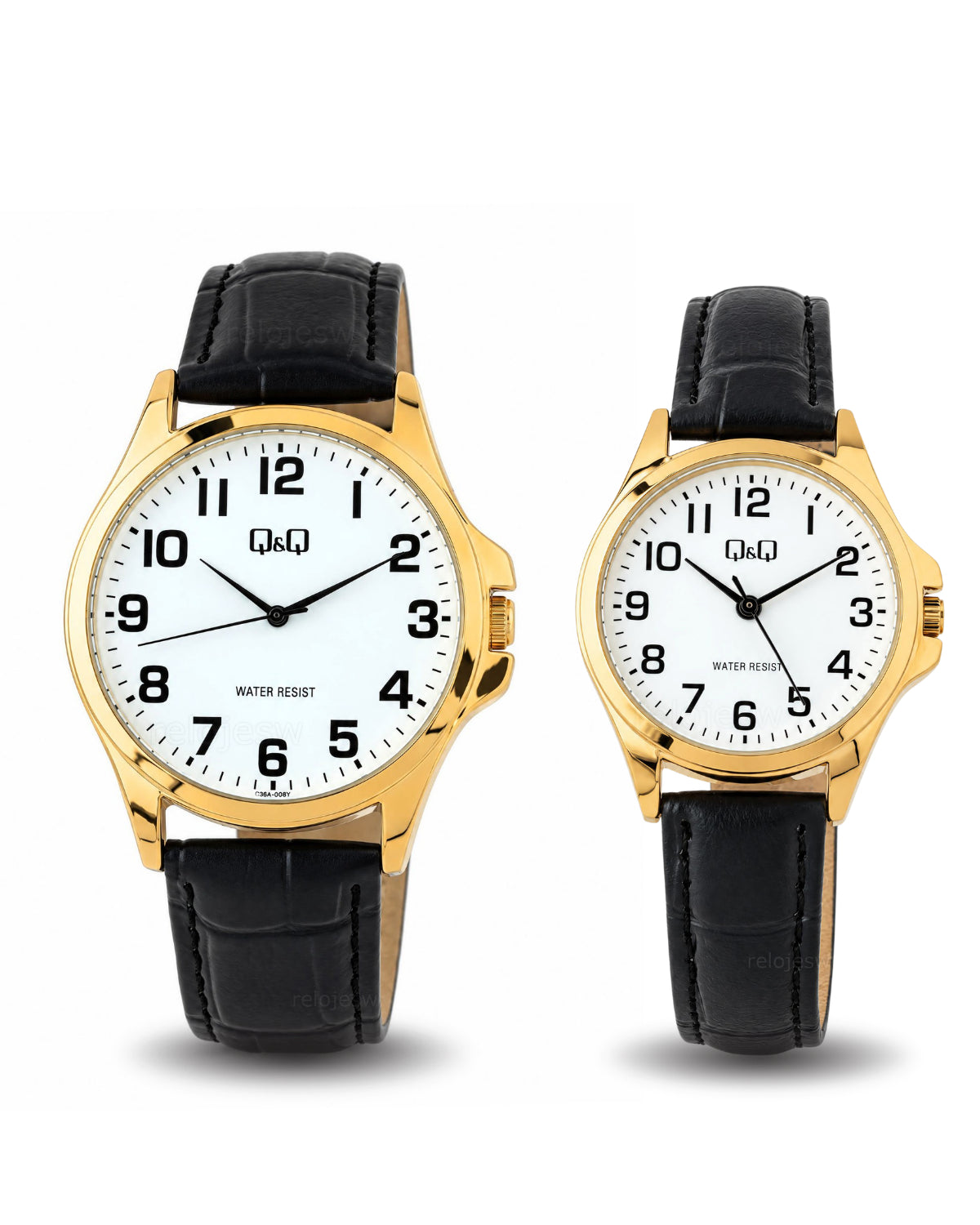 Reloj Q&Q Pareja Negro Dorado C36A009Y-C37A012Y
