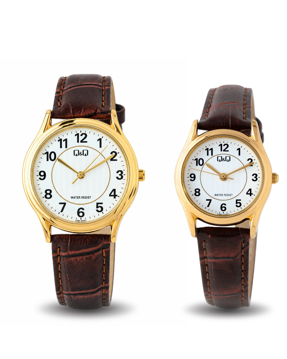 Reloj Q&Q Pareja Marrón Dorado C48A003Y-C49A003Y