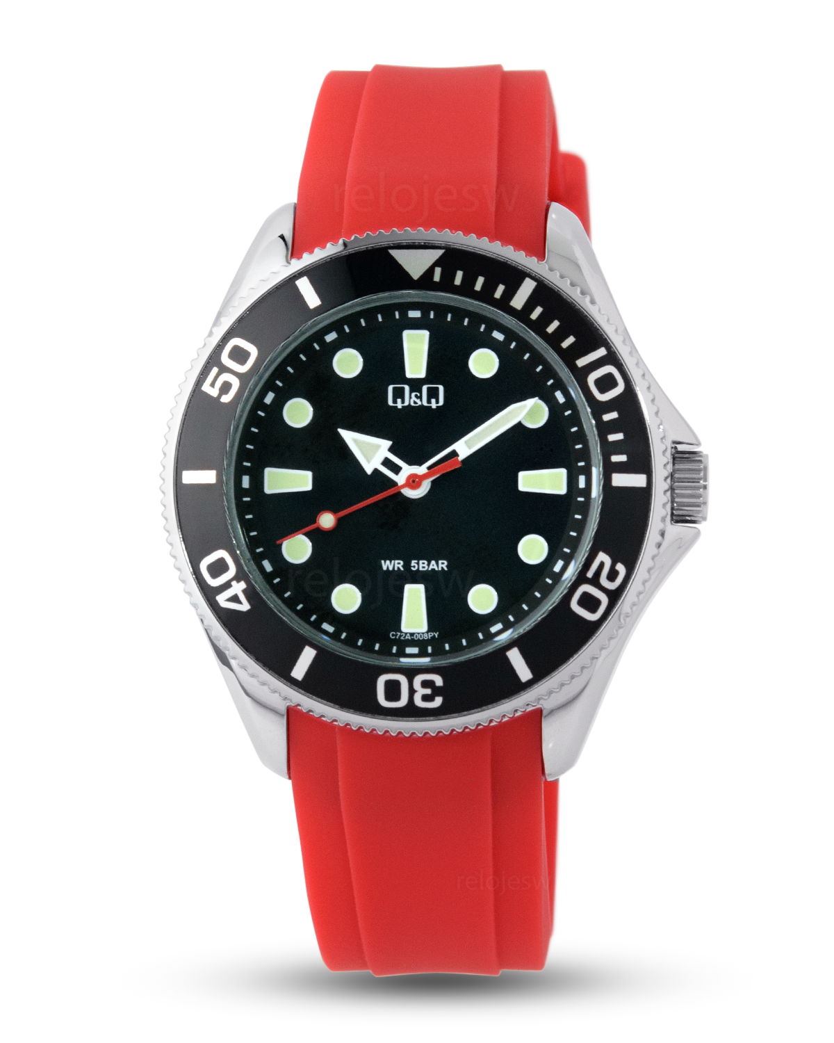 Reloj Q&Q Hombre Rojo Plateado C72A008Y