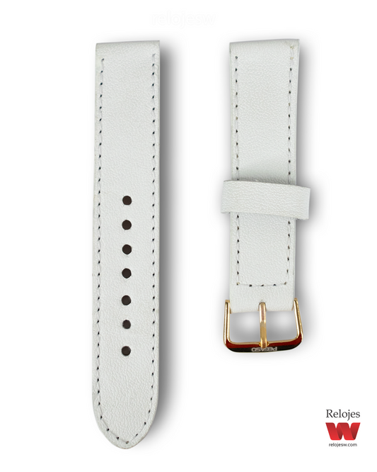 Correa para Reloj en Cuero Genuino Blanco CRO-BL