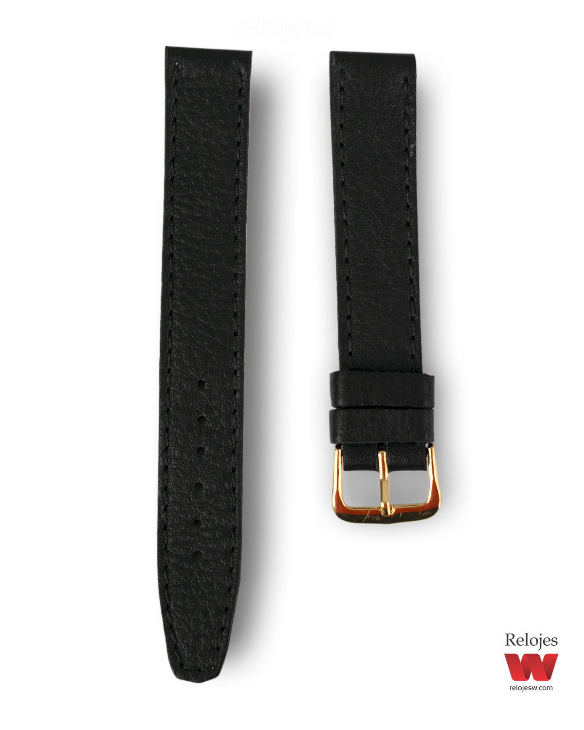 Correa para Reloj en Cuero Genuino Corrugado Negro CROC-NE