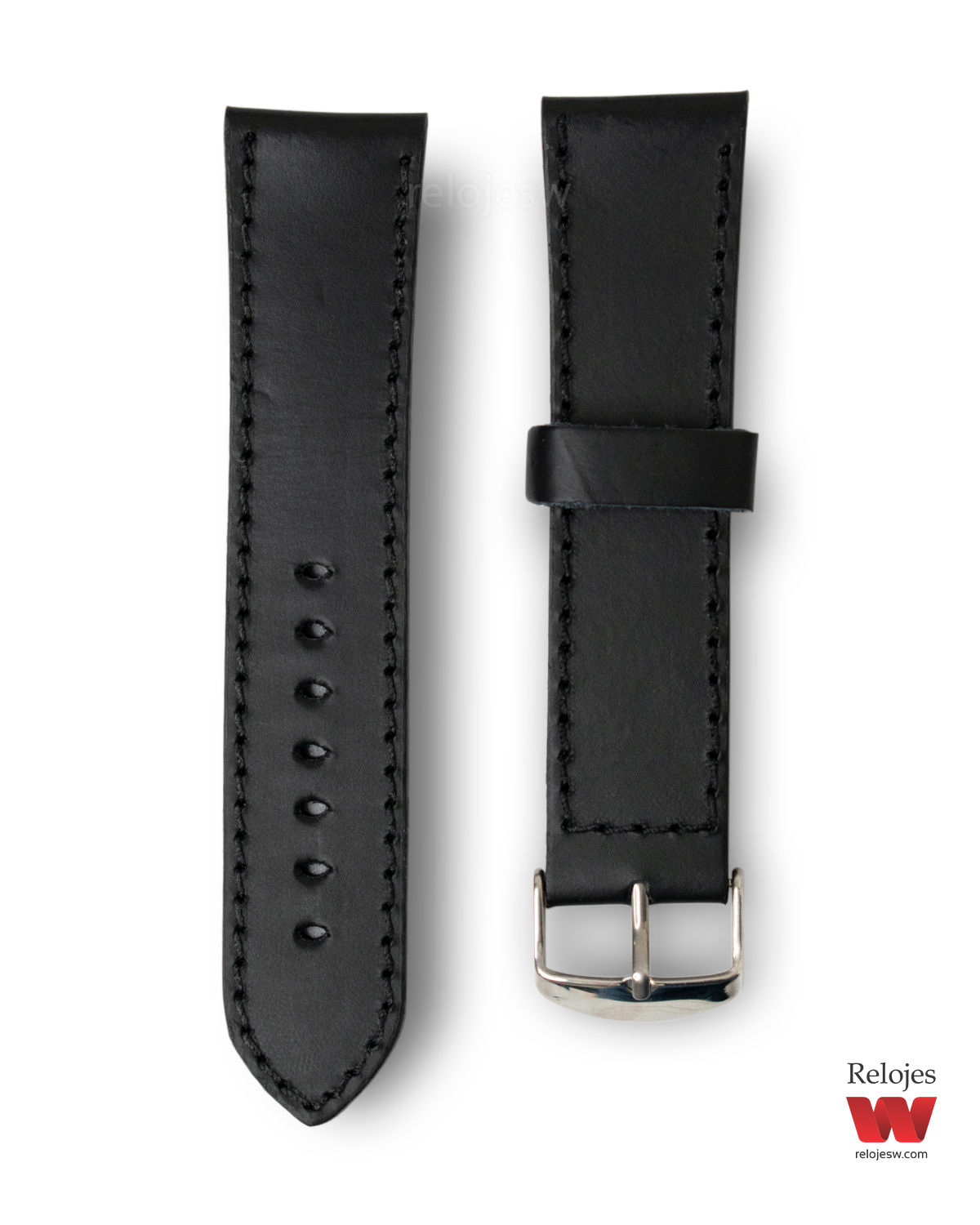 Correa para Reloj en Cuero Genuino Liso Negro CROL NE